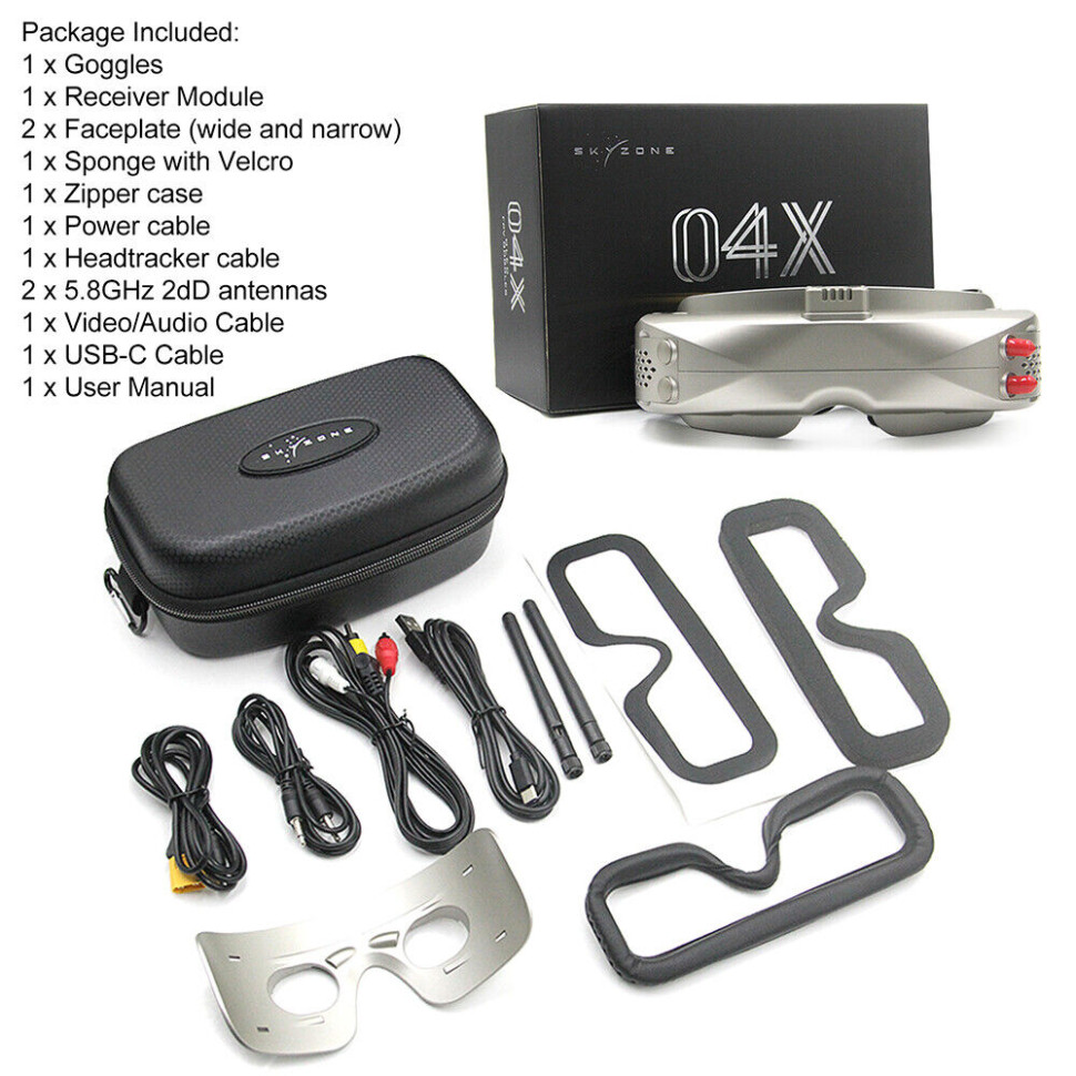 Видео очки для FPV Skyzone SKY04X V2 OLED 5.8G с приёмником SteadyView (SKY04XBLK)