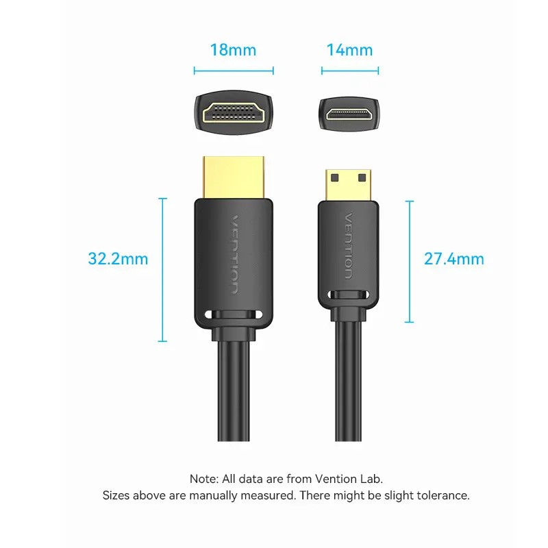 Кабель Vention mini HDMI - HDMI 2.0 4K/60Hz 18 Гбит/с (3м)