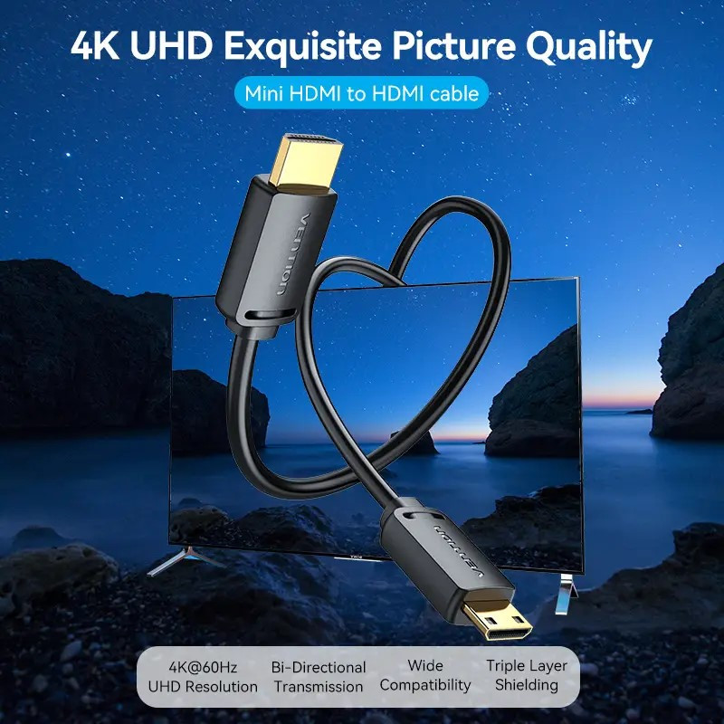Кабель Vention mini HDMI - HDMI 2.0 4K/60Hz 18 Гбит/с (3м)