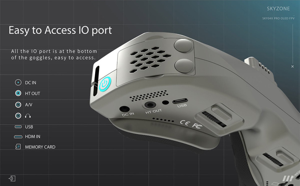 Видео очки для FPV Skyzone SKY04X PRO OLED 5.8G FullHD с приёмником SteadyView (SKY04XP)