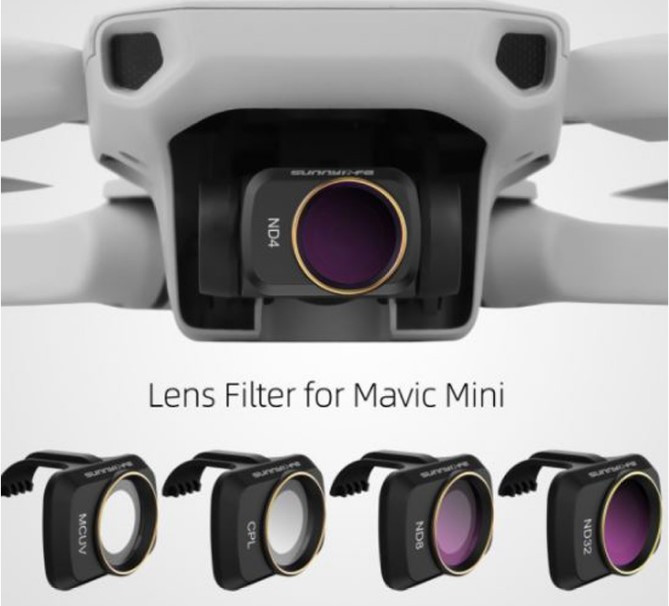 Набор фильтров Sunnylife ND4/PL, ND8/PL, ND16/PL, ND32/PL для Dji Mavic Mini/Mini 2 (MM-FI9255)