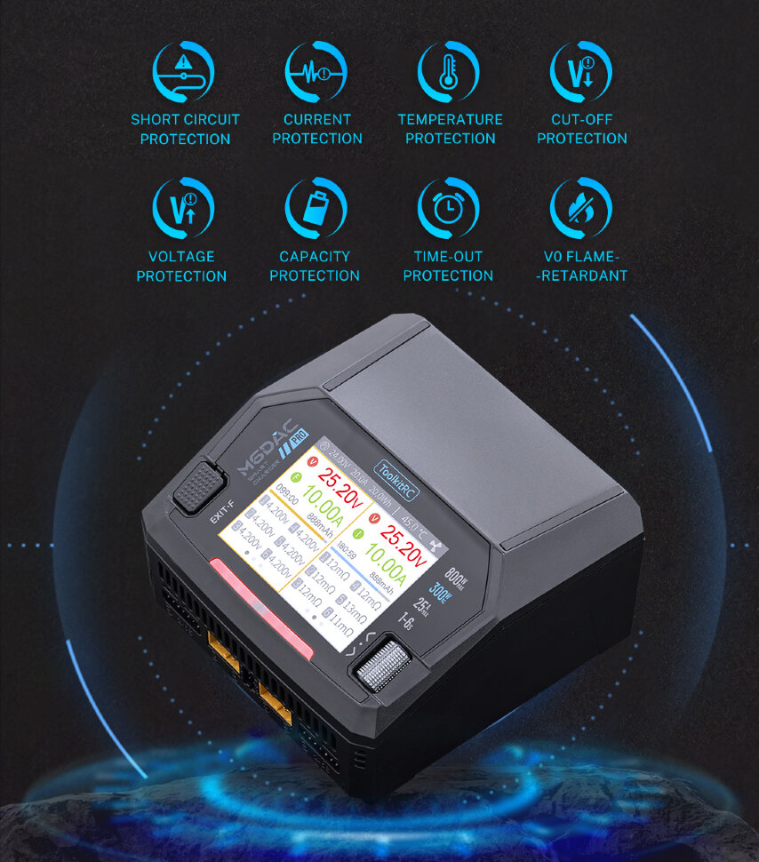 Зарядное устройство ToolkitRC M6DAC V2 (AC 220 Вт / 2* DC 400 Вт)