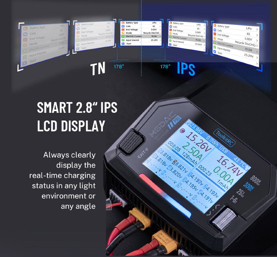Зарядное устройство ToolkitRC M6DAC V2 (AC 220 Вт / 2* DC 400 Вт)