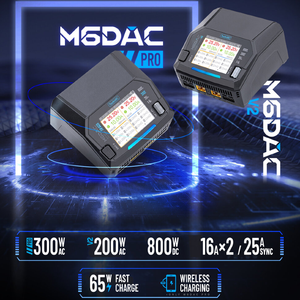 Зарядное устройство ToolkitRC M6DAC V2 (AC 220 Вт / 2* DC 400 Вт)